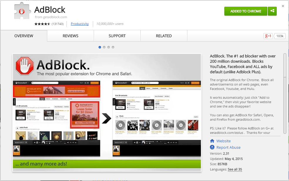 AdBlock popup blocker